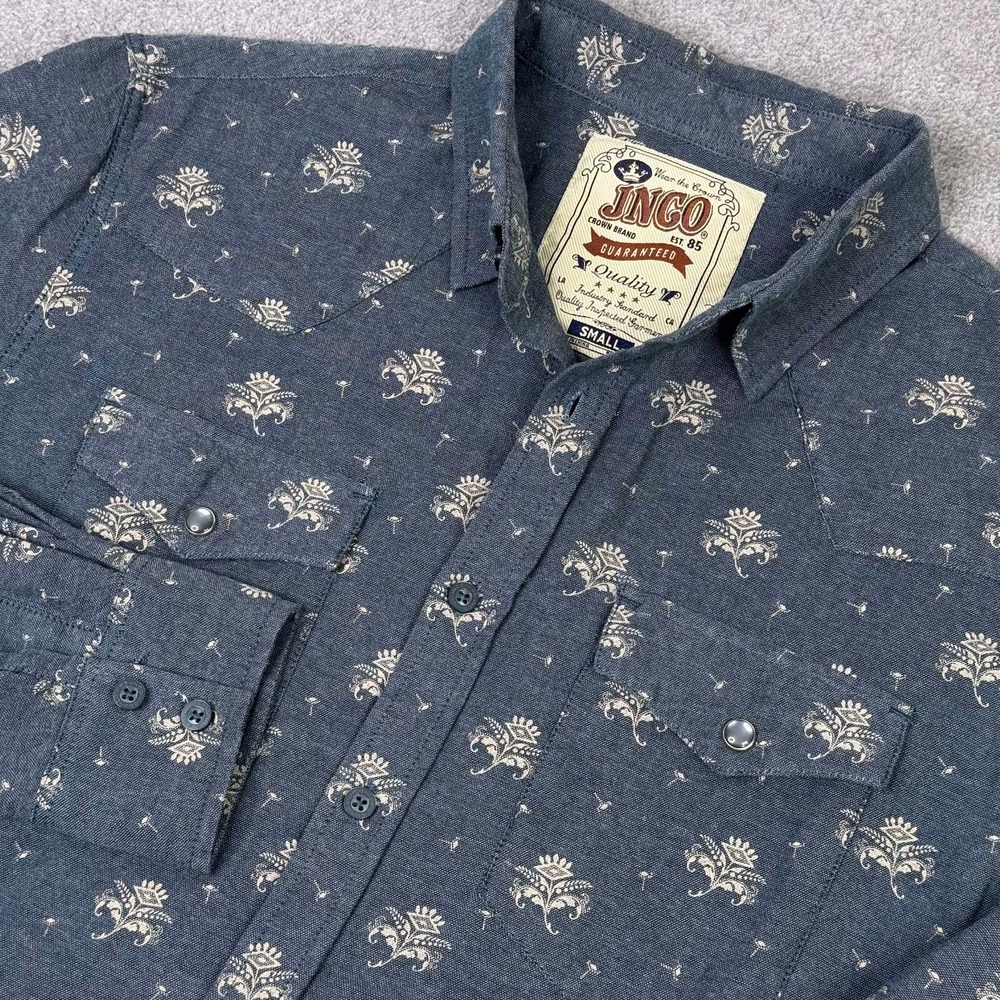 Vintage JNCO Long Sleeve Button Up‎ Shirt Mens Small All Over Design Pockets